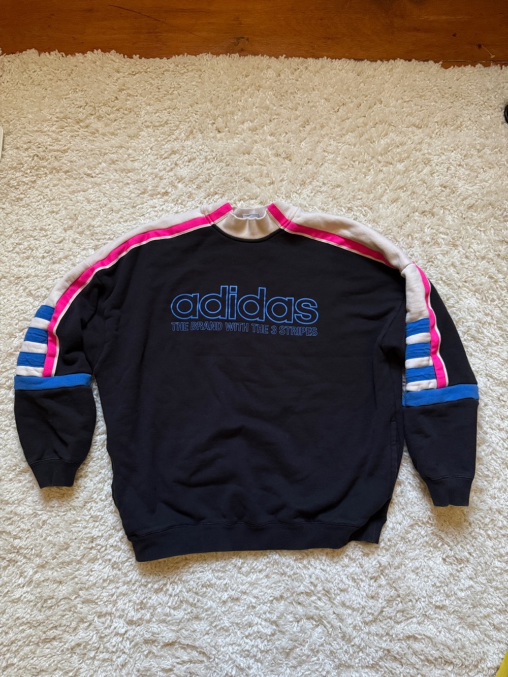 adidas Black Sweatshirt with Blue and Pink Accents